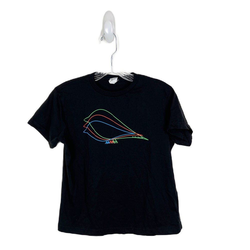 LAT Shirt Kids Medium Black Cotton Bird Graphic Six One Zero One Short S…